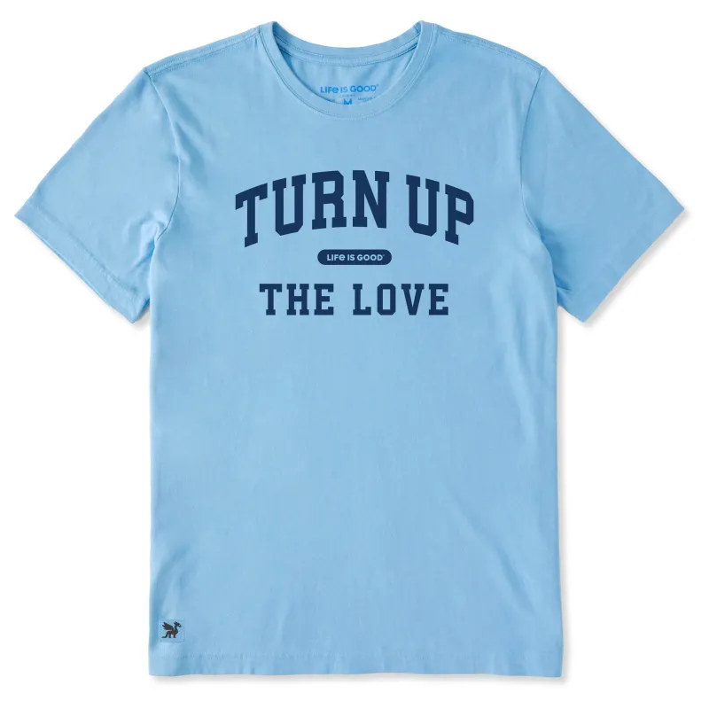 Men's Turn Up the Love Arch Short Sleeve Crusher Tee sold by Life is Good