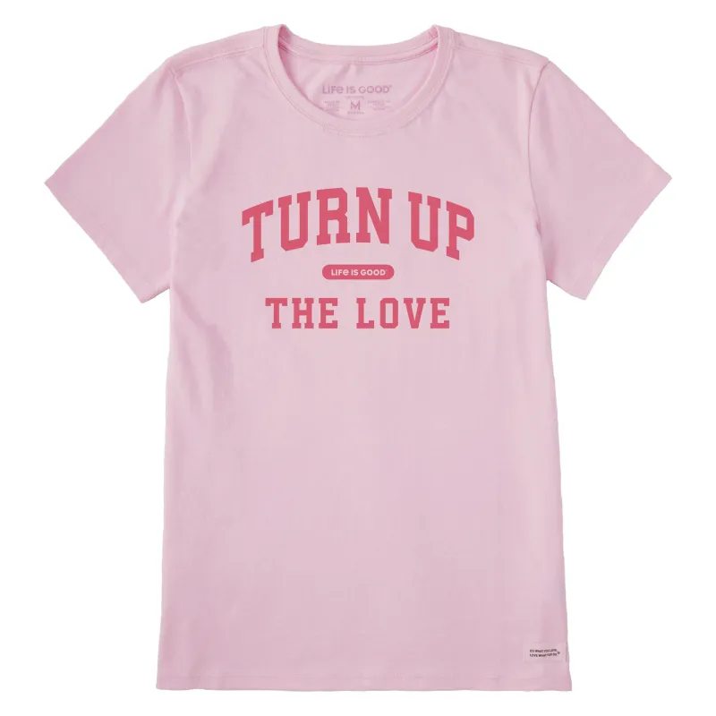 Women's Turn Up the Love Arch Short Sleeve Crusher Tee sold by Life is Good