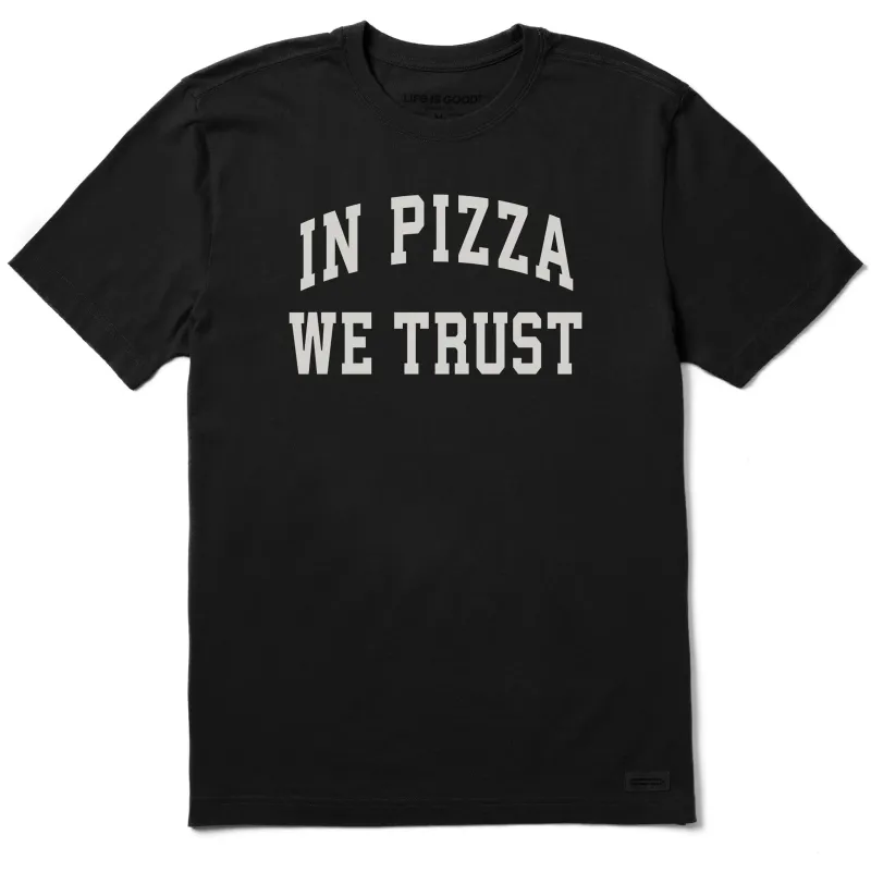 Men's In Pizza We Trust Arch Short Sleeve Crusher Tee sold by Life is Good