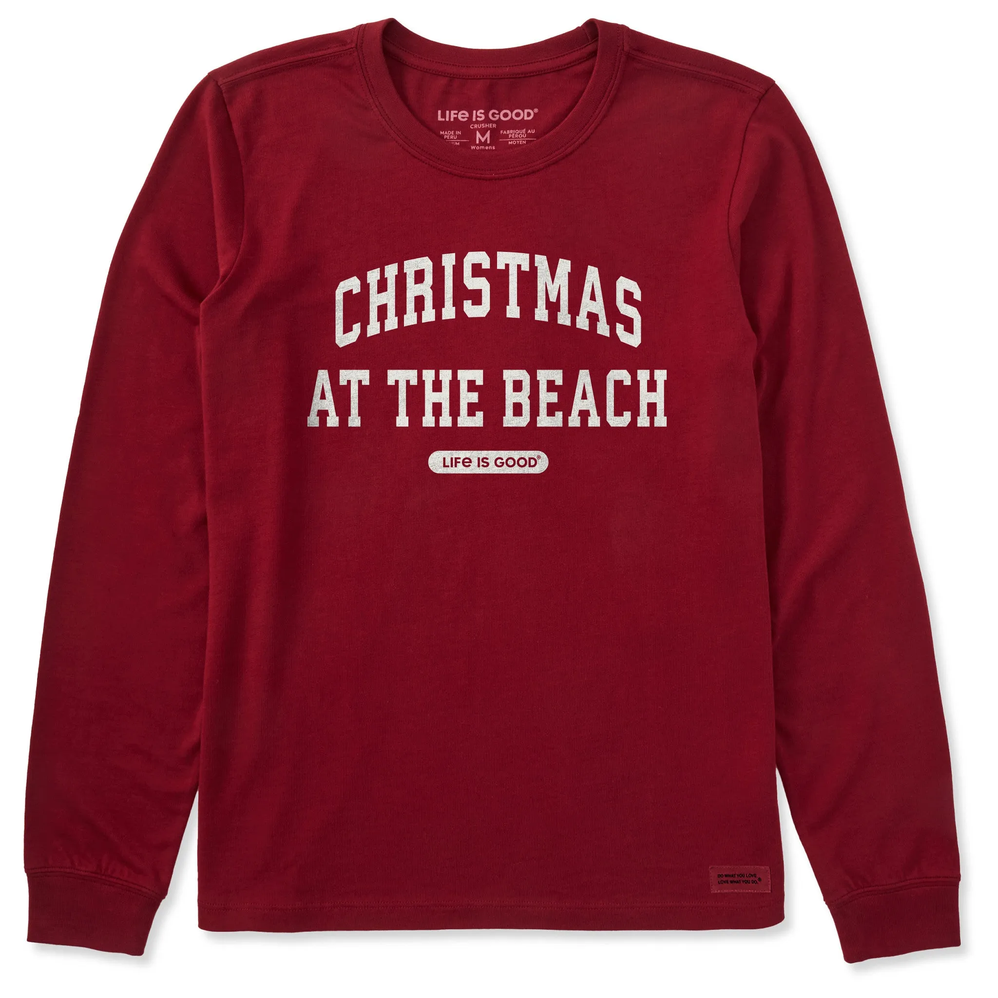 Women's Christmas at the Beach Arch Long Sleeve Crusher Tee sold by Life is Good