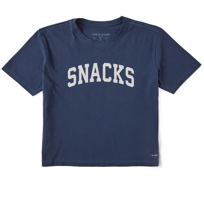 Women's Snacks Arch Short Sleeve Crusher Boxy Tee sold by Life is Good