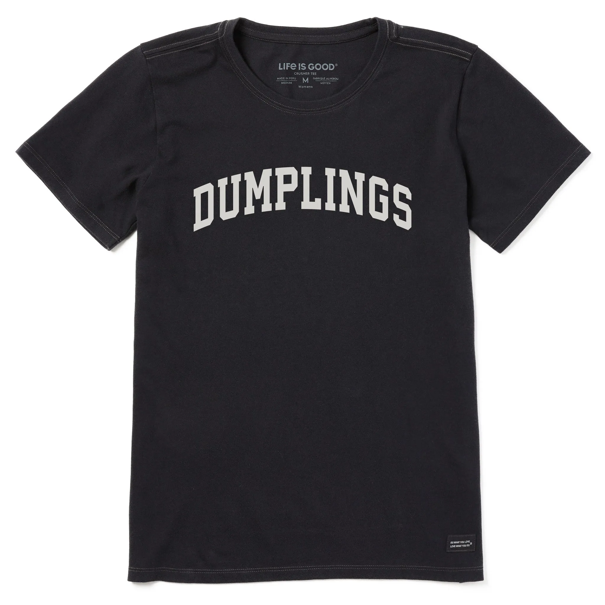 Women's Dumplings Arch Short Sleeve Crusher Tee sold by Life is Good