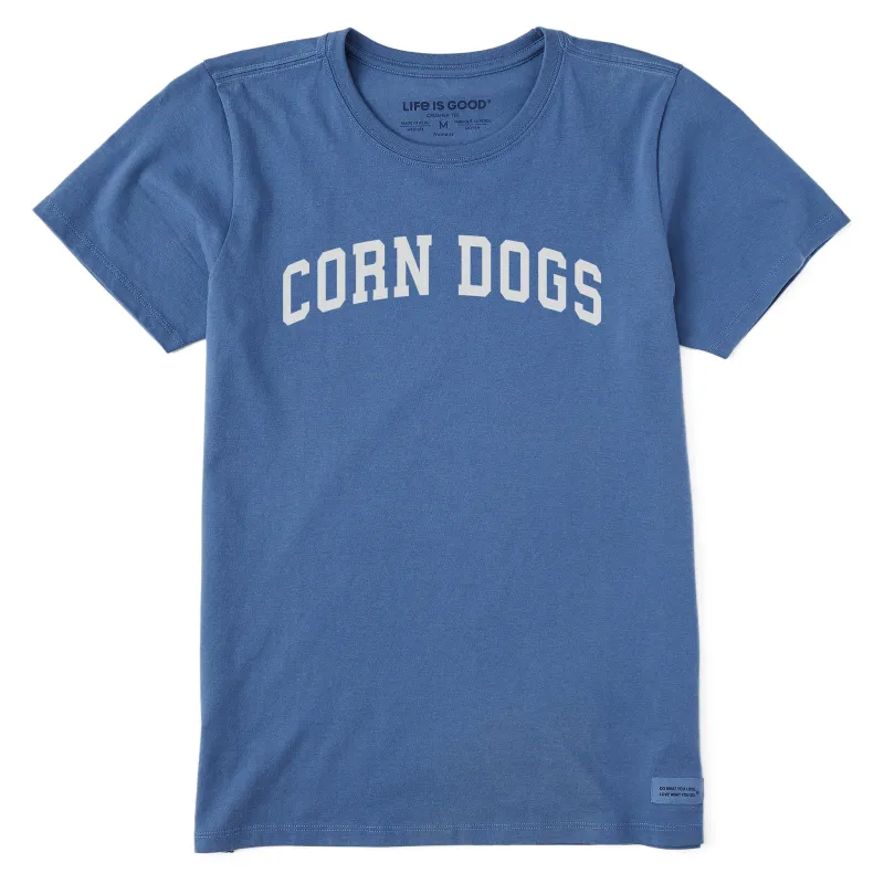 Women's Corn Dogs Arch Short Sleeve Crusher Tee sold by Life is Good
