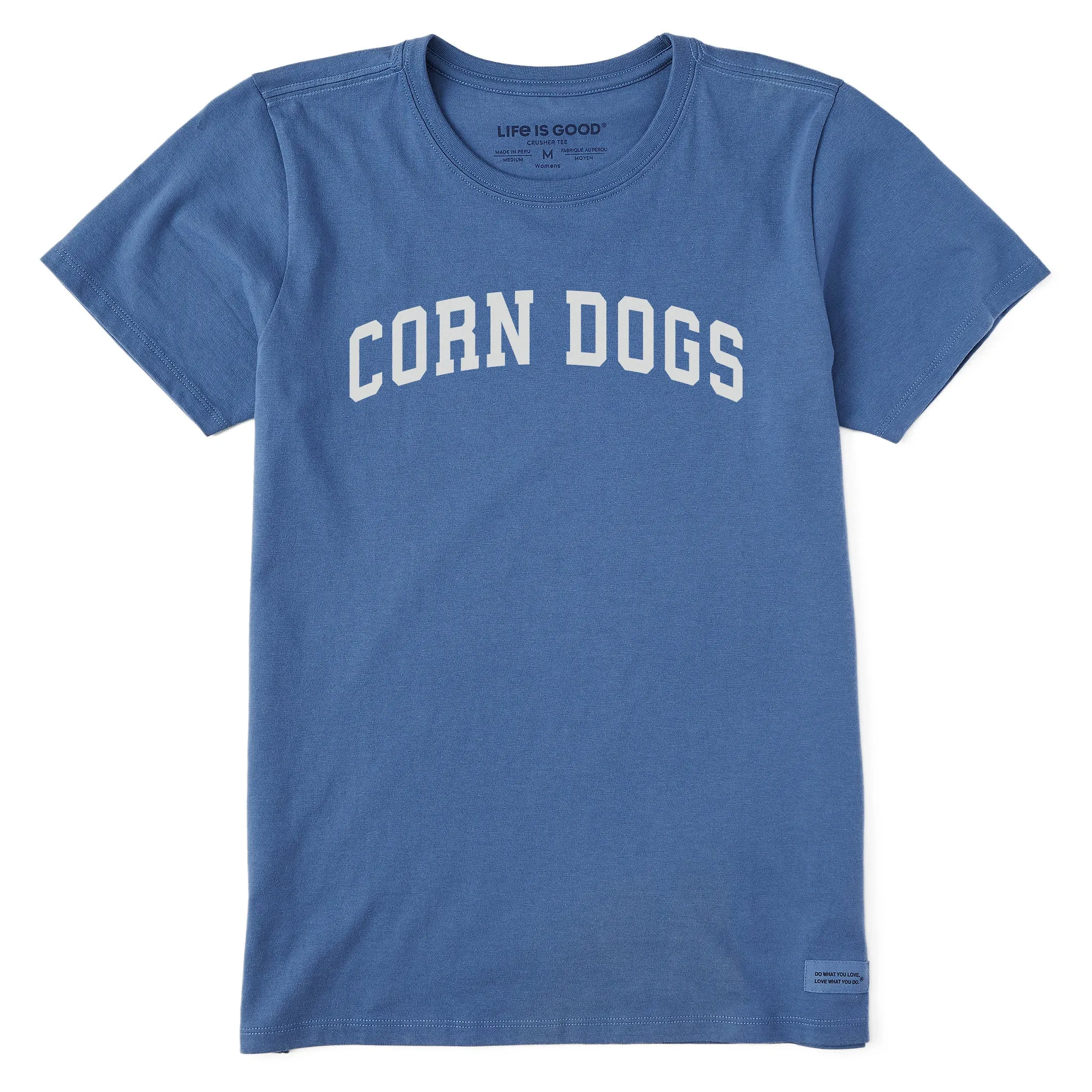 Women's Corn Dogs Arch Short Sleeve Crusher Tee sold by Life is Good