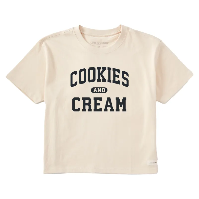 Women's Cookies and Cream Arch Short Sleeve Crusher Boxy Tee sold by Life is Good