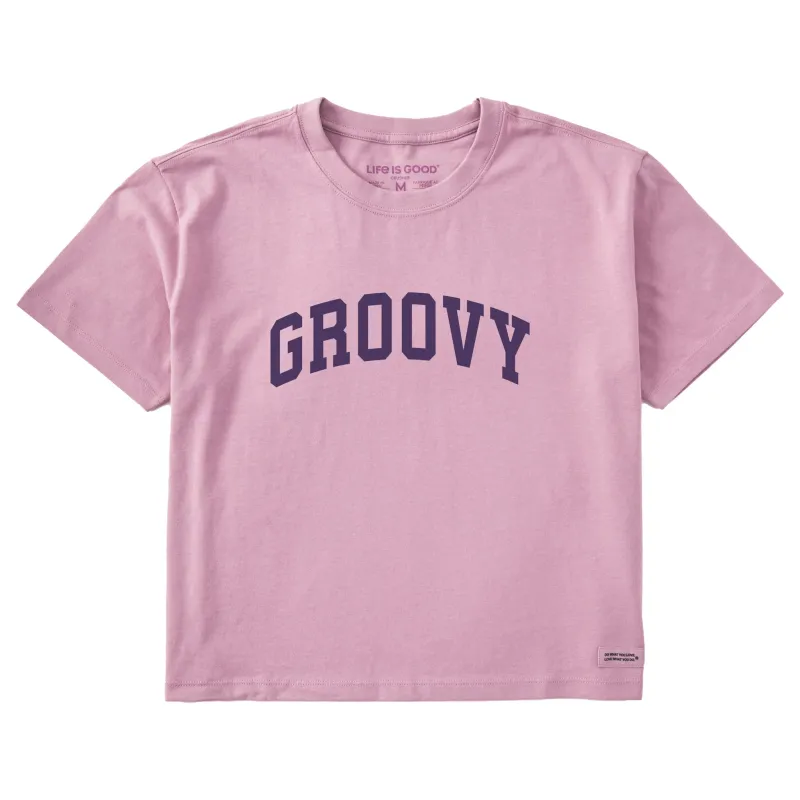 Women's Groovy Arch Short Sleeve Crusher Boxy Tee sold by Life is Good