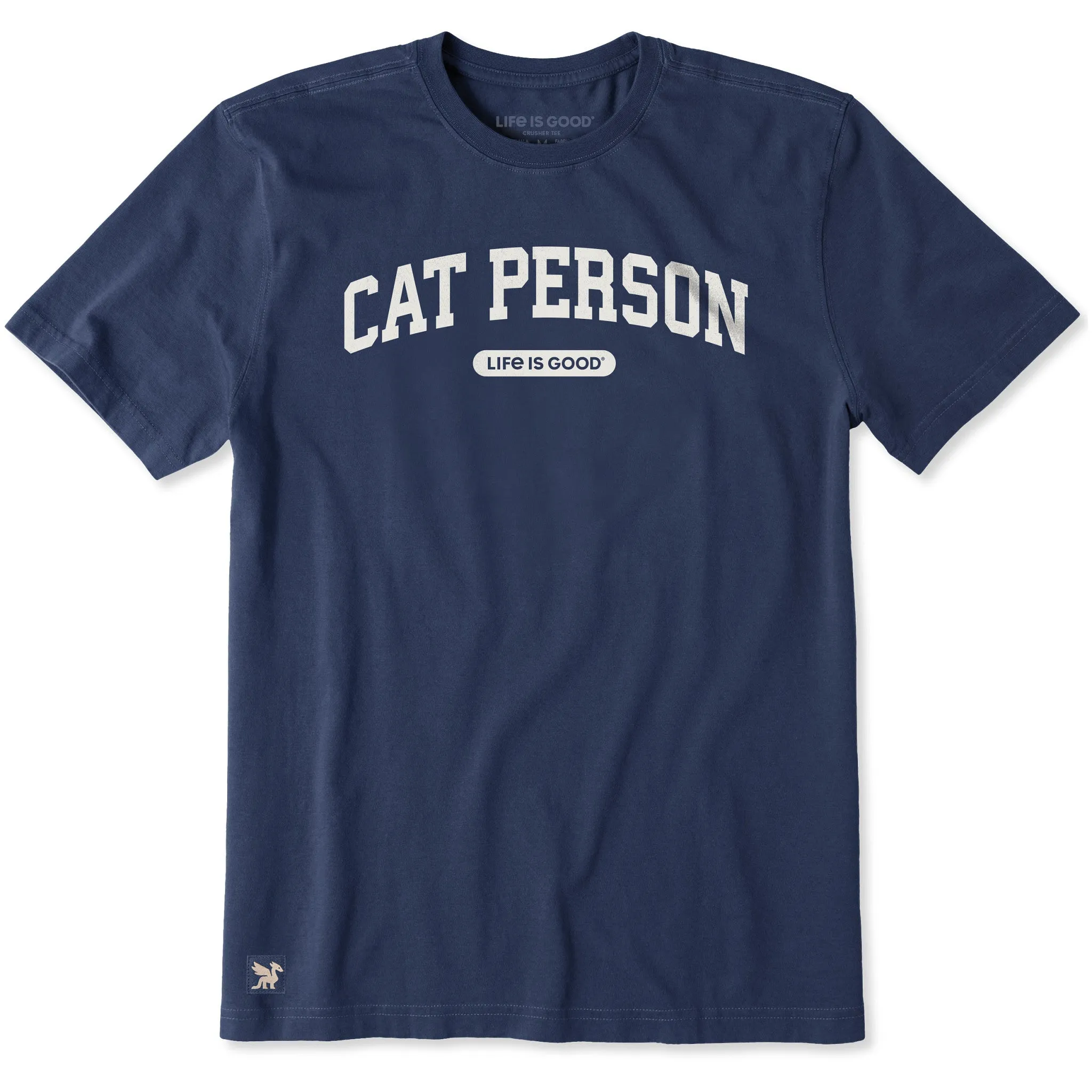 Men's A Cat Person Arch Short Sleeve Crusher Tee sold by Life is Good