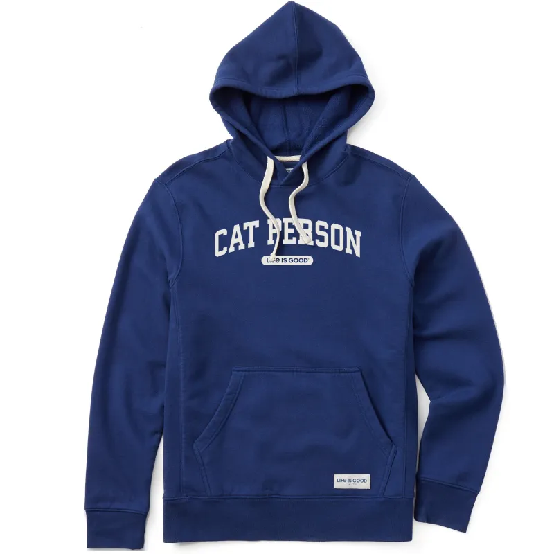 Men's A Cat Person Arch Simply True Fleece Hoodie sold by Life is Good
