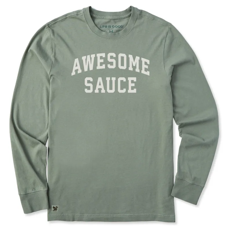 Men's Awesome Sauce Arch Long Sleeve Crusher Tee sold by Life is Good