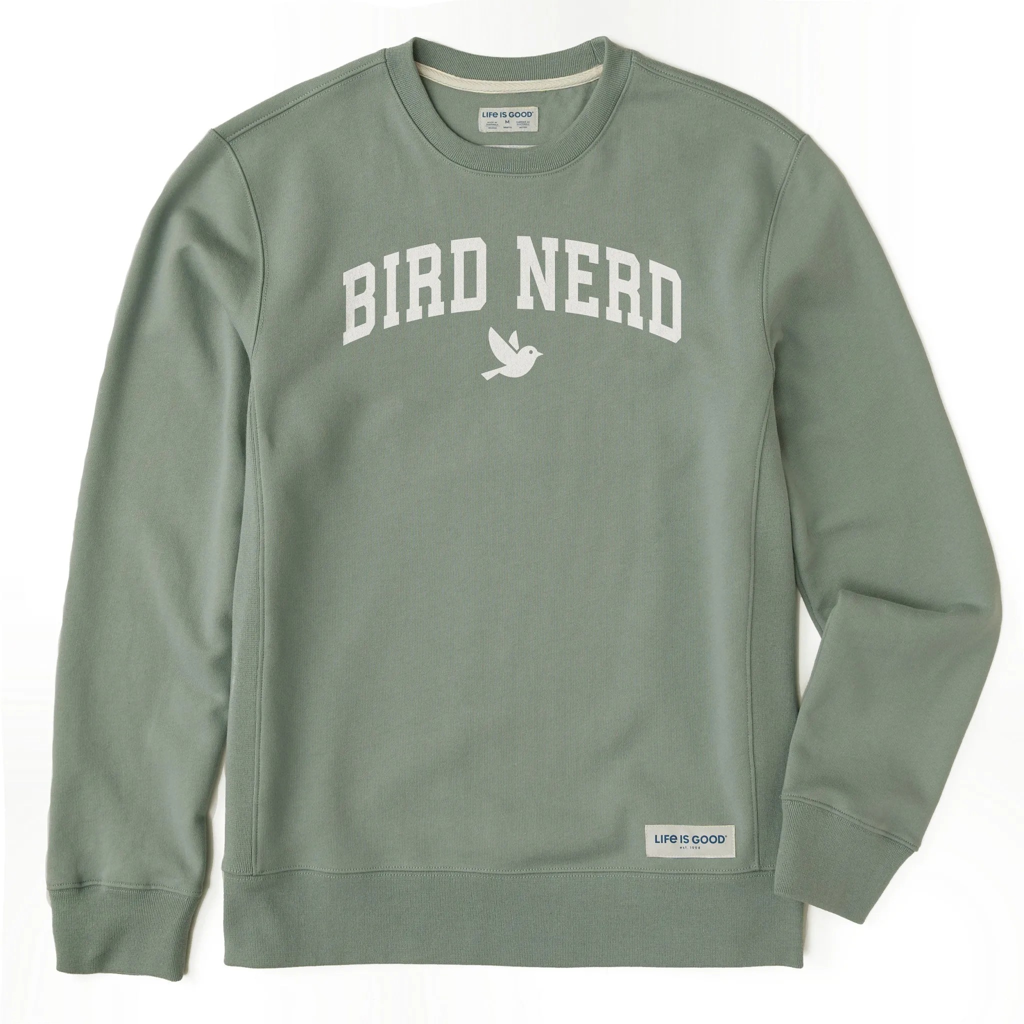 Men's Bird Nerd Arch Simply True Fleece Crew sold by Life is Good