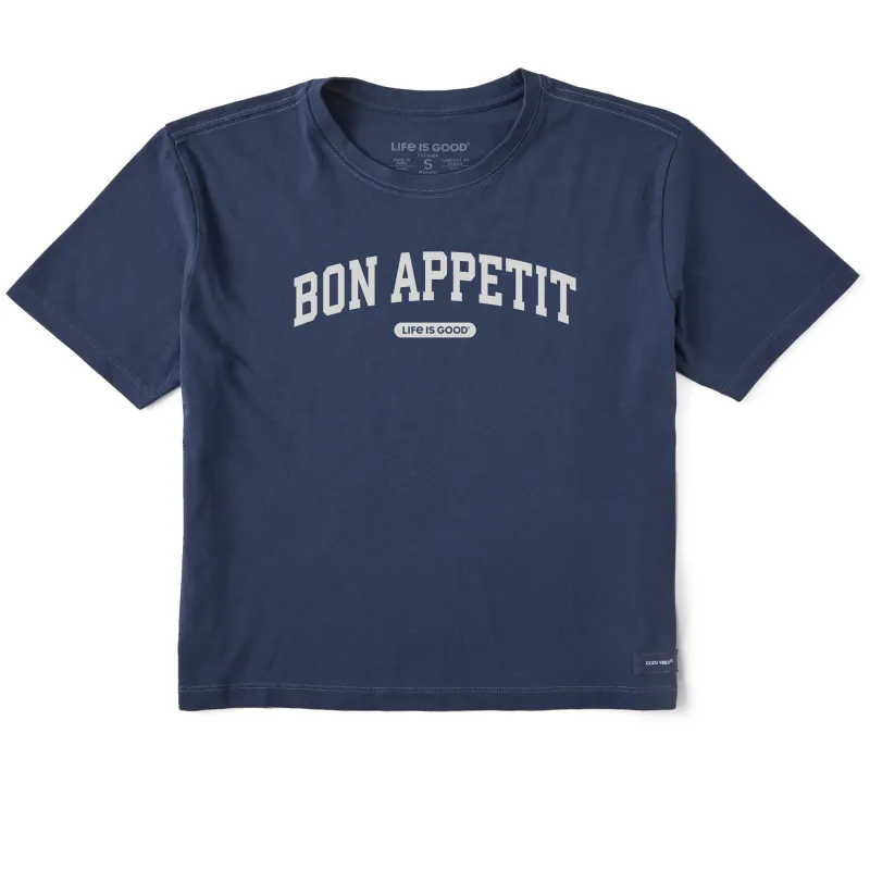 Women's Bon Appetit Arch Short Sleeve Crusher Boxy Tee sold by Life is Good