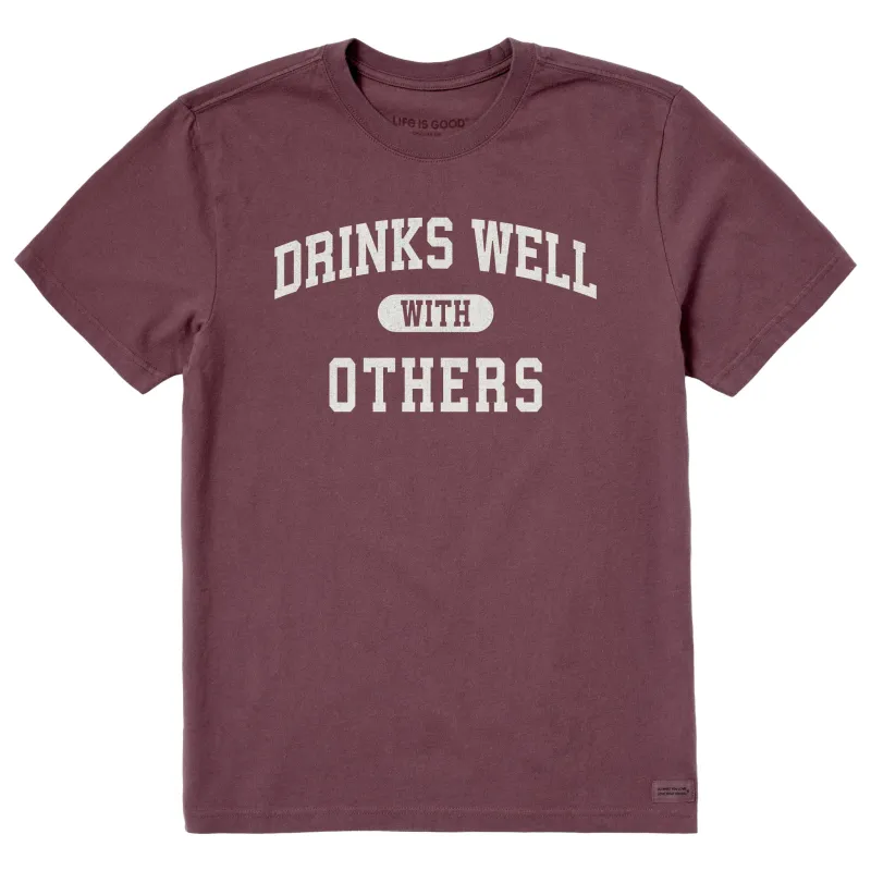 Men's Drinks Well with Others Arch Short Sleeve Crusher Tee sold by Life is Good
