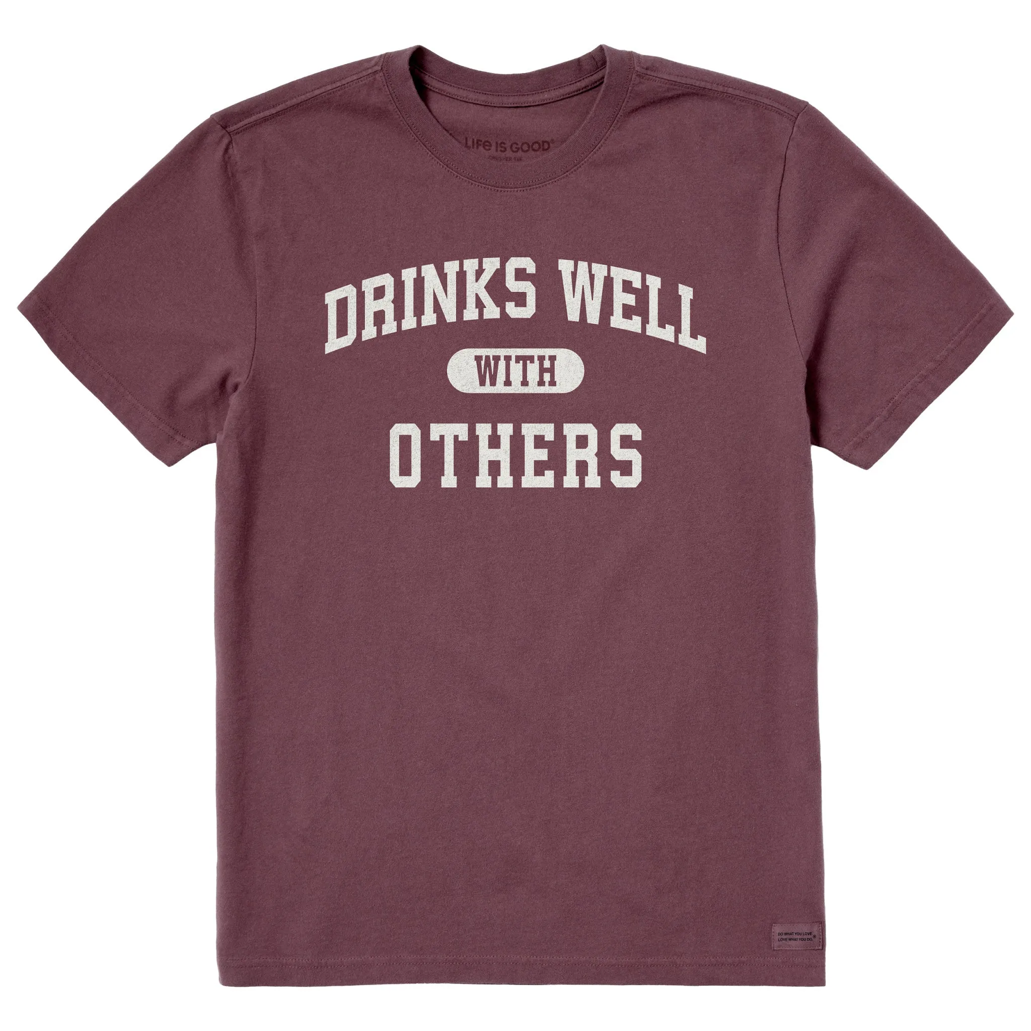 Men's Drinks Well with Others Arch Short Sleeve Crusher Tee sold by Life is Good