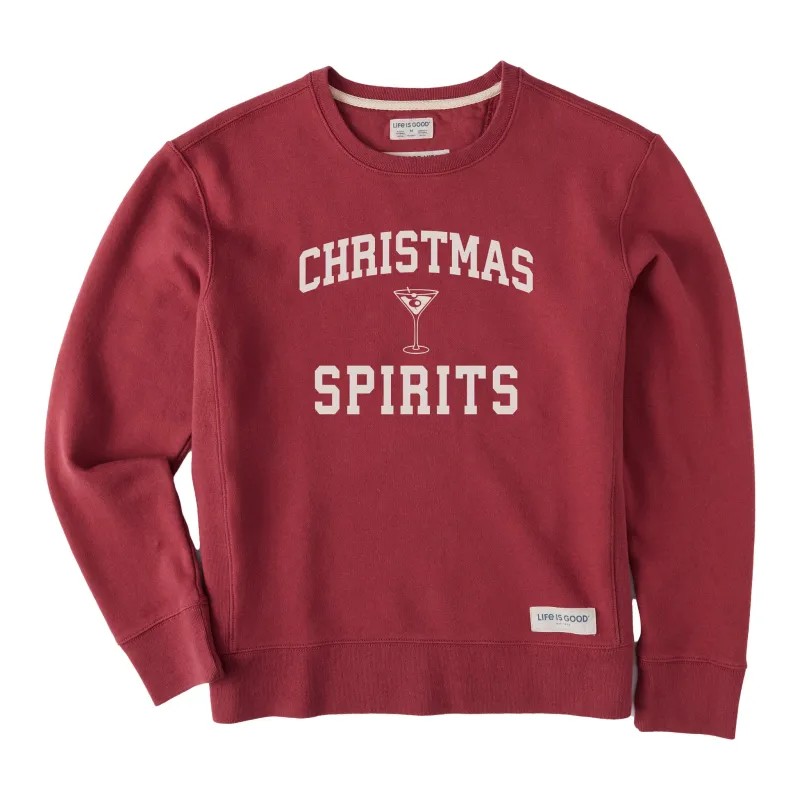 Women's Christmas Spirits Arch Simply True Fleece Crew sold by Life is Good