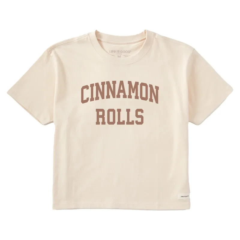 Women's Cinnamon Rolls Arch Short Sleeve Crusher Boxy Tee sold by Life is Good