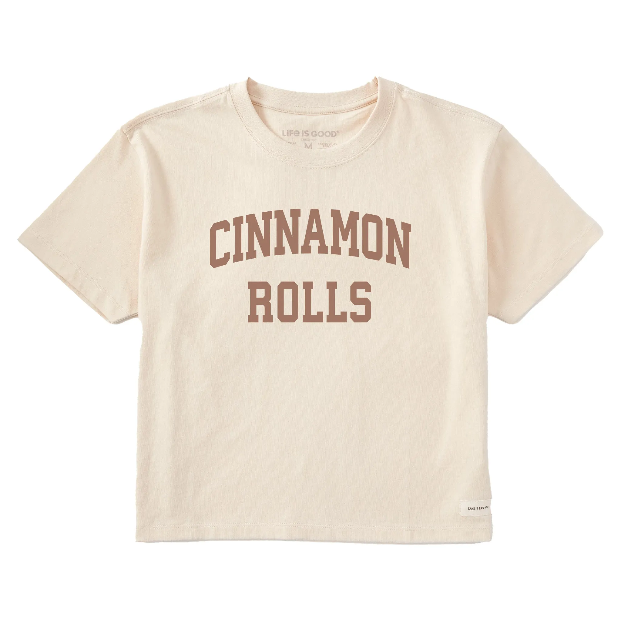 Women's Cinnamon Rolls Arch Short Sleeve Crusher Boxy Tee sold by Life is Good
