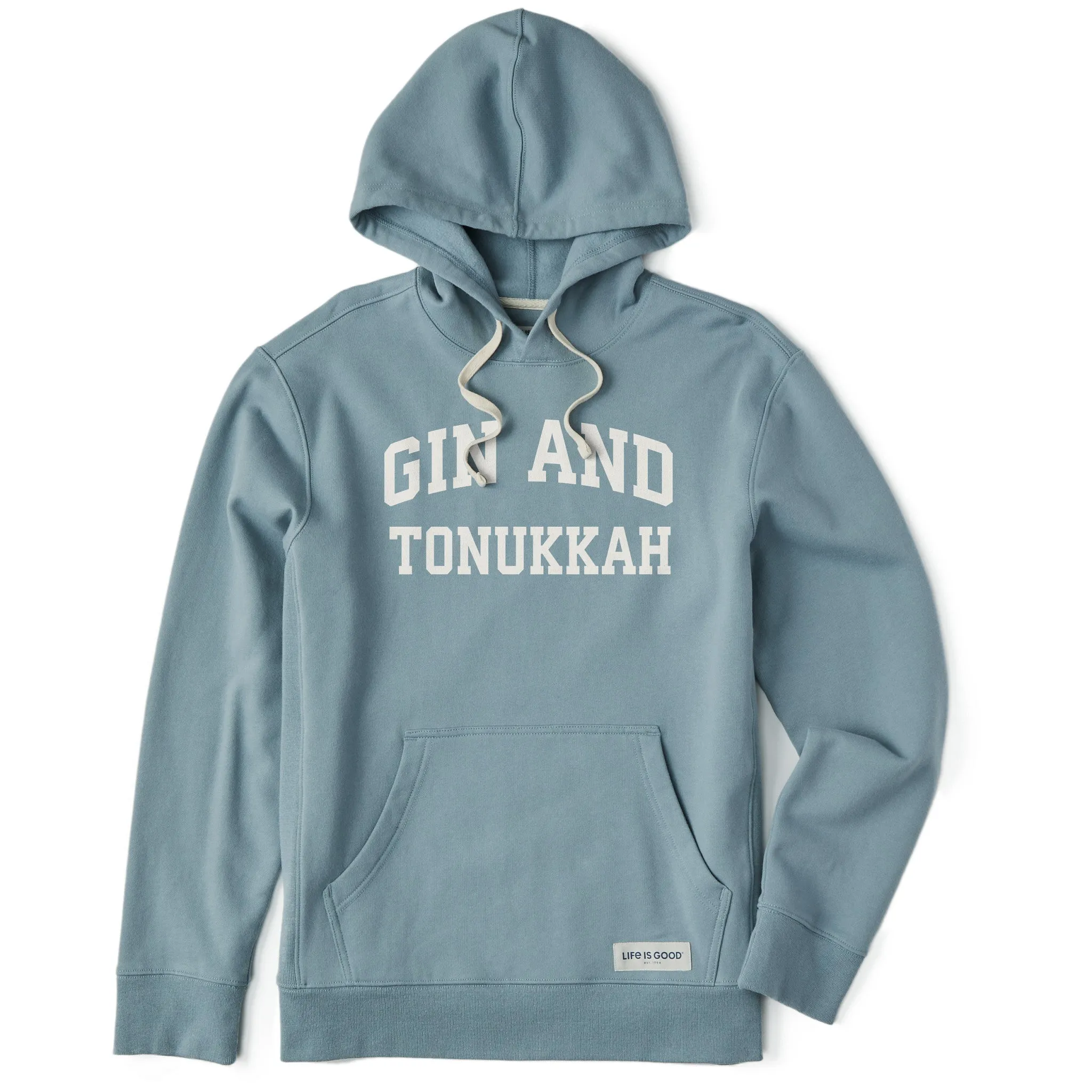 Men's Gin and Tonukkah Arch Simply True Fleece Hoodie sold by Life is Good