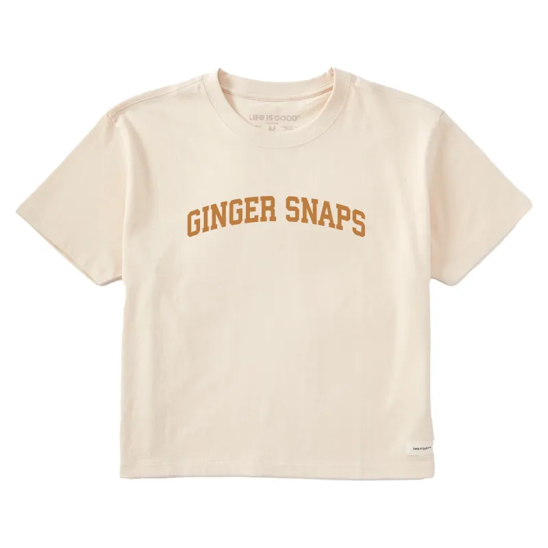 Women's Ginger Snaps Arch Short Sleeve Crusher Boxy Tee sold by Life is Good