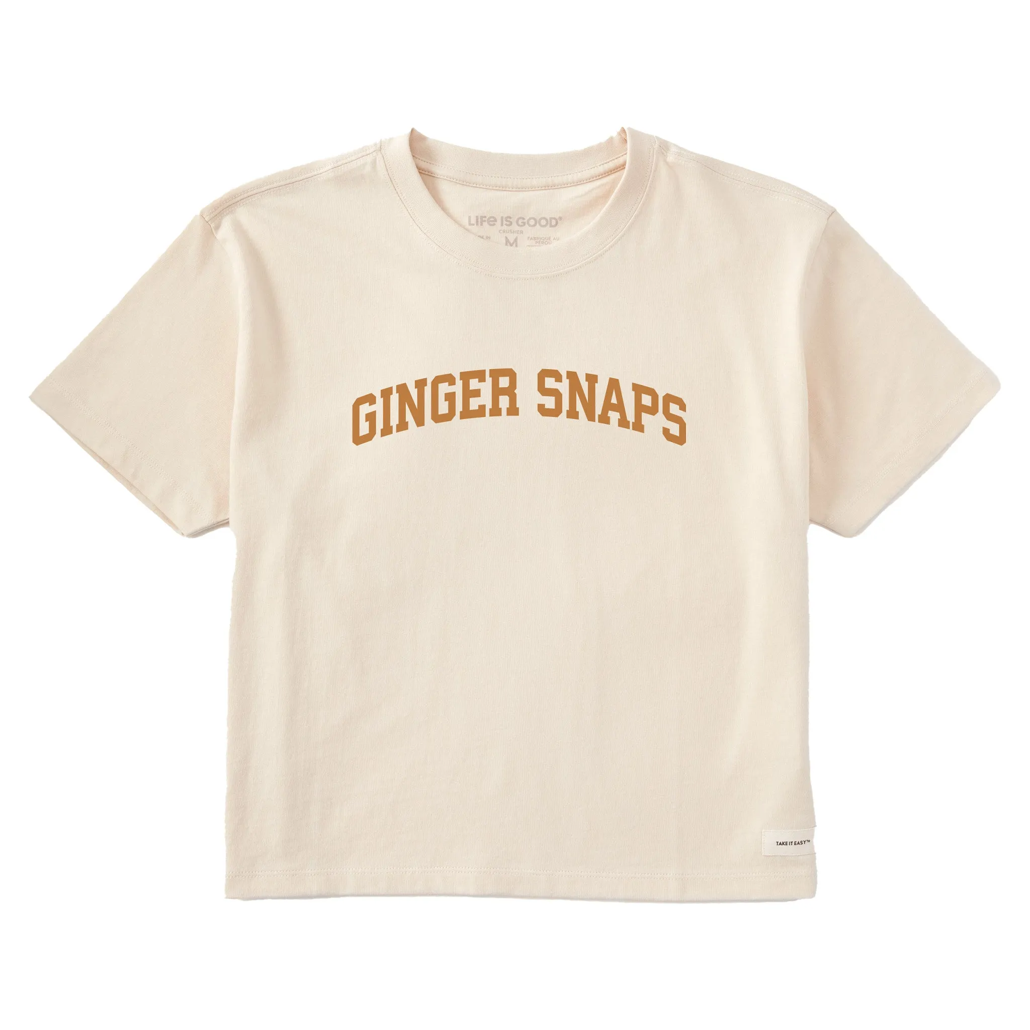 Women's Ginger Snaps Arch Short Sleeve Crusher Boxy Tee sold by Life is Good