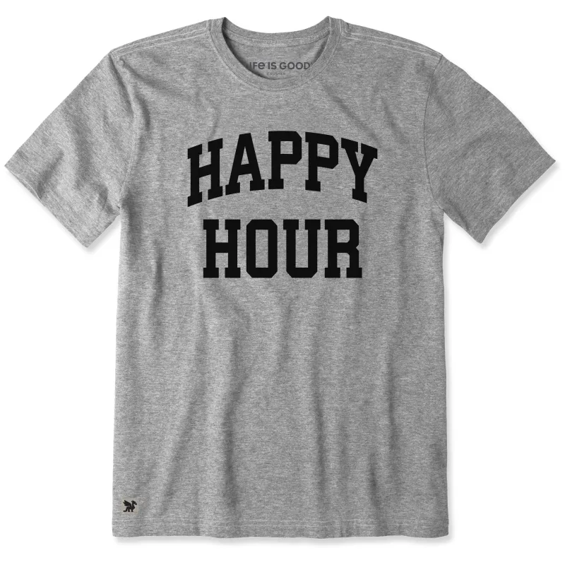 Men's Happy Hour Arch Short Sleeve Crusher Tee sold by Life is Good