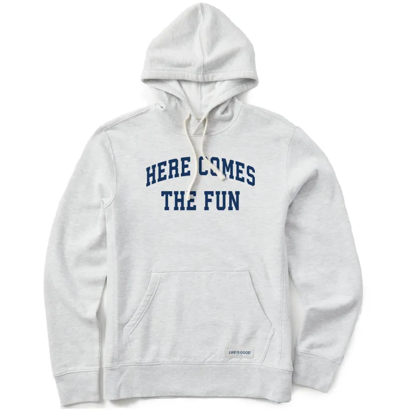 Men's Here Comes the Fun Arch Simply True Fleece Hoodie sold by Life is Good