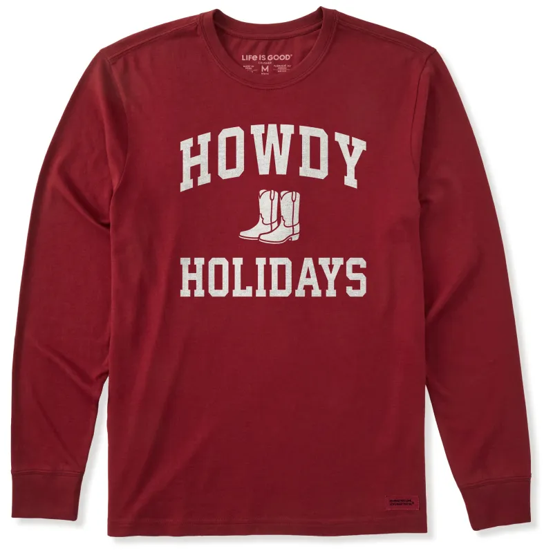 Men's Howdy Holidays Arch Long Sleeve Crusher Tee sold by Life is Good