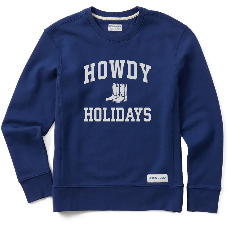 Women's Howdy Holidays Arch Simply True Fleece Crew sold by Life is Good