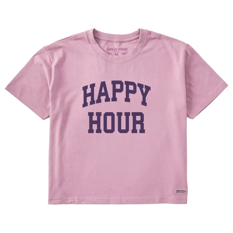 Women's Happy Hour Arch Short Sleeve Crusher Boxy Tee sold by Life is Good