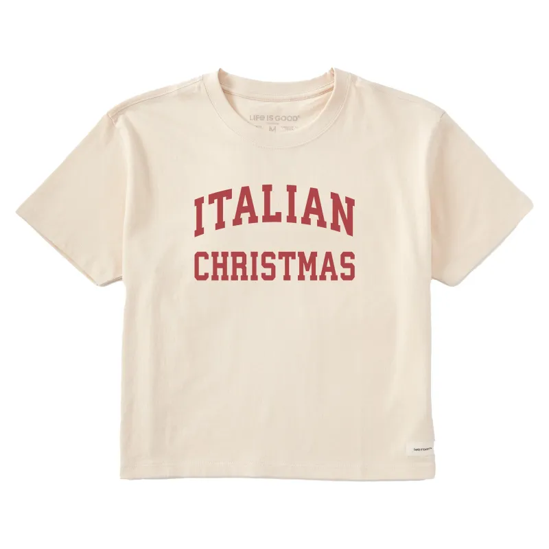 Women's Italian Christmas Arch Short Sleeve Crusher Boxy Tee made by Life is Good