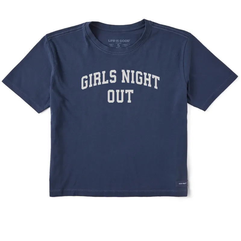 Women's Girls Night Out Arch Short Sleeve Crusher Boxy Tee sold by Life is Good