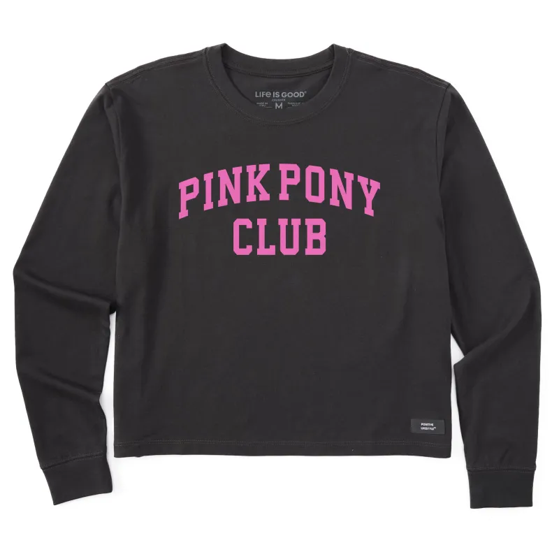 Women's Pink Pony Club Arch Long Sleeve Crusher Boxy Tee sold by Life is Good
