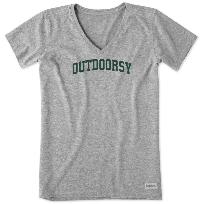 Women's Outdoorsy Arch Short Sleeve Crusher Vee sold by Life is Good