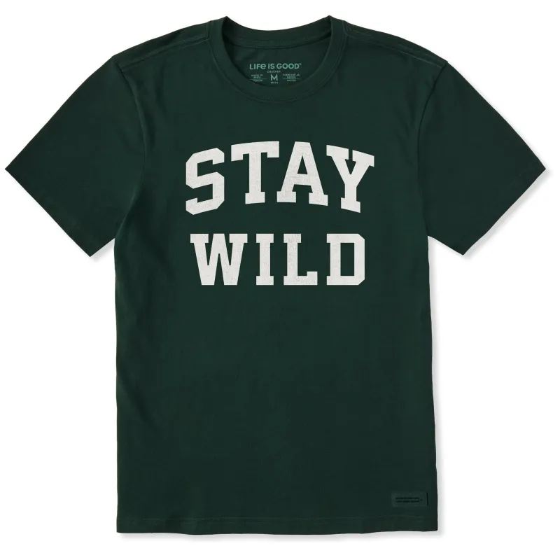 Men's Stay Wild Arch Short Sleeve Crusher Tee sold by Life is Good