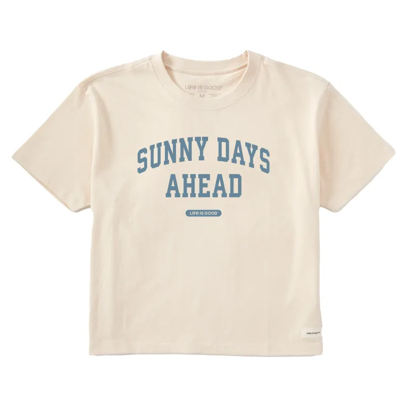 Women's Sunny Days Ahead Arch Short Sleeve Crusher Boxy Tee sold by Life is Good