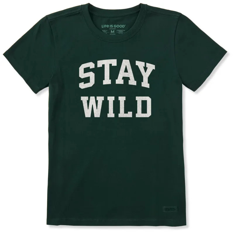 Women's Stay Wild Arch Short Sleeve Crusher Tee sold by Life is Good