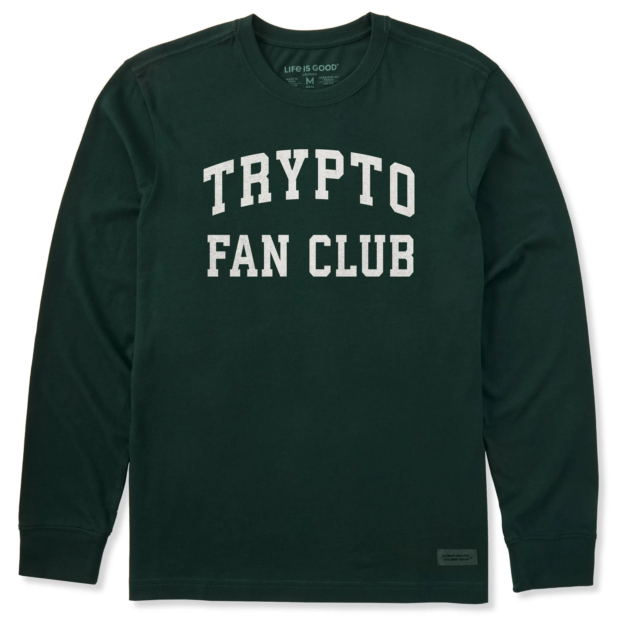 Men's Trypto Fan Club Arch Long Sleeve Crusher Tee sold by Life is Good