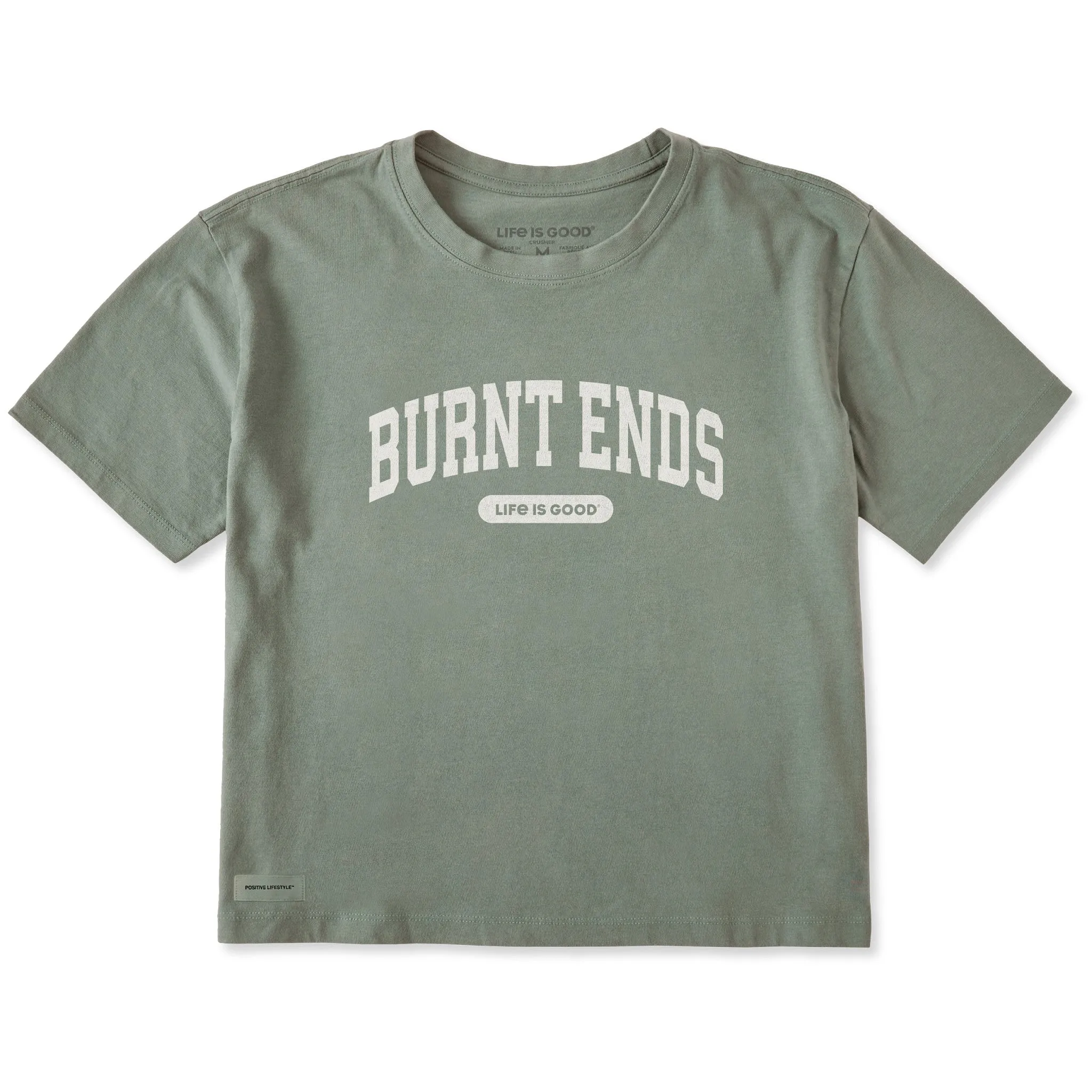 Women's Burnt Ends Arch Short Sleeve Crusher Boxy Tee sold by Life is Good