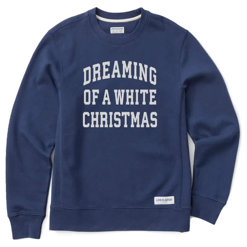 Men's Dreaming of a White Christmas Arch Simply True Fleece Crew sold by Life is Good
