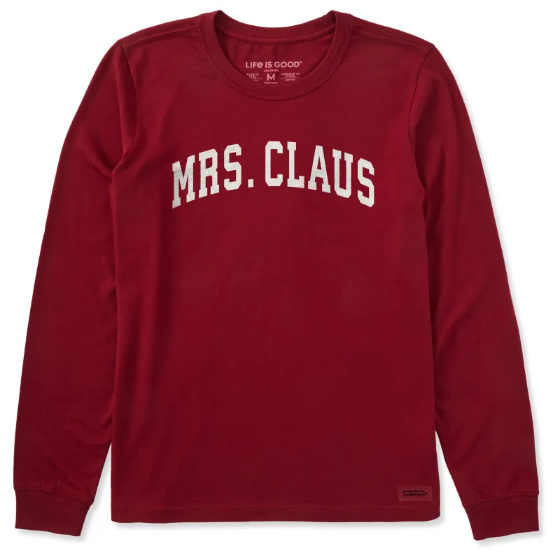 Women's Mrs. Claus Arch Long Sleeve Crusher Tee sold by Life is Good