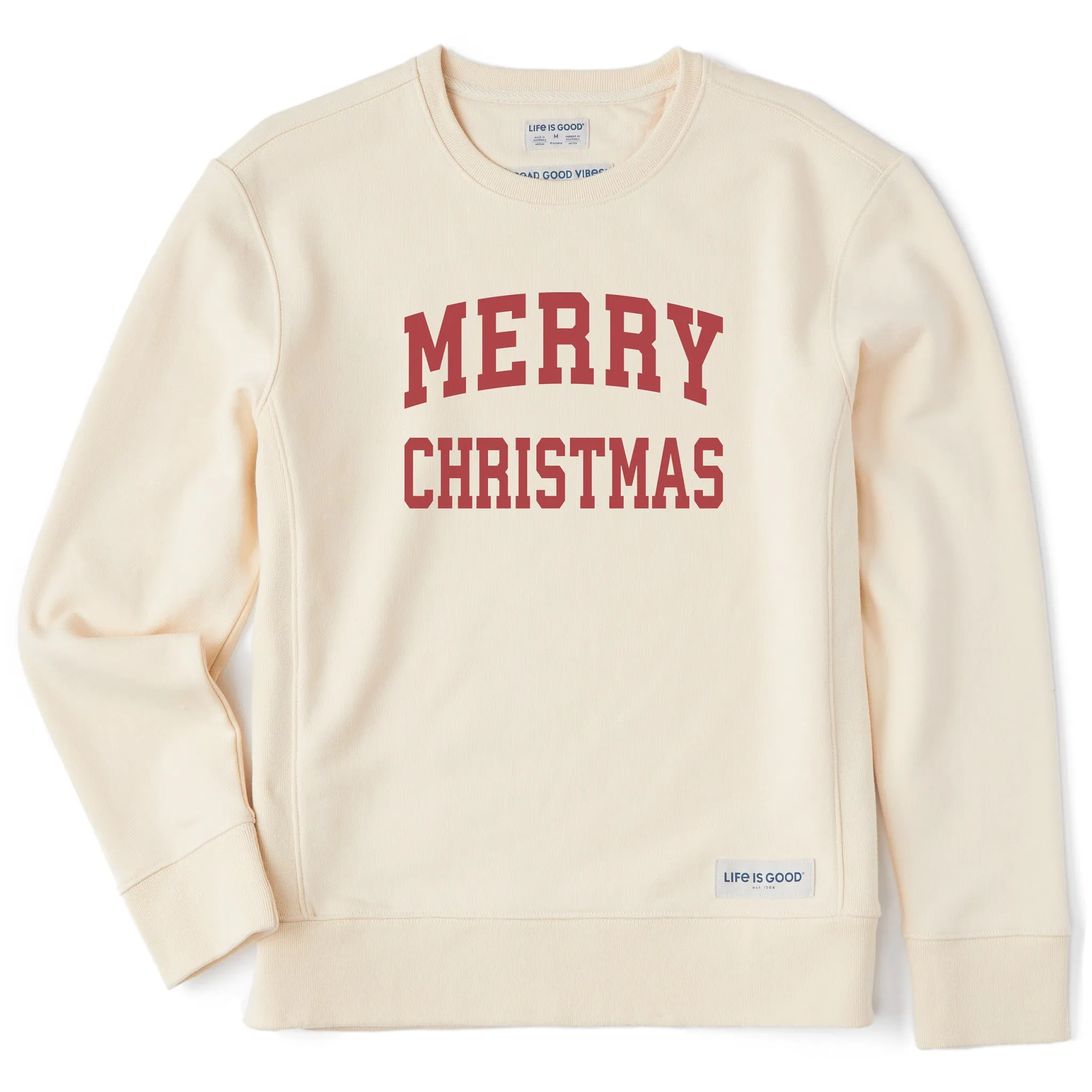 Women's Merry Christmas Arch Simply True Fleece Crew sold by Life is Good