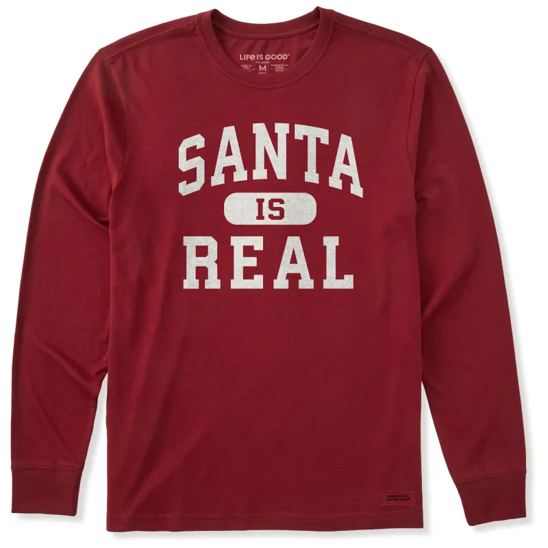 Men's Santa is Real Arch Long Sleeve Crusher Tee sold by Life is Good
