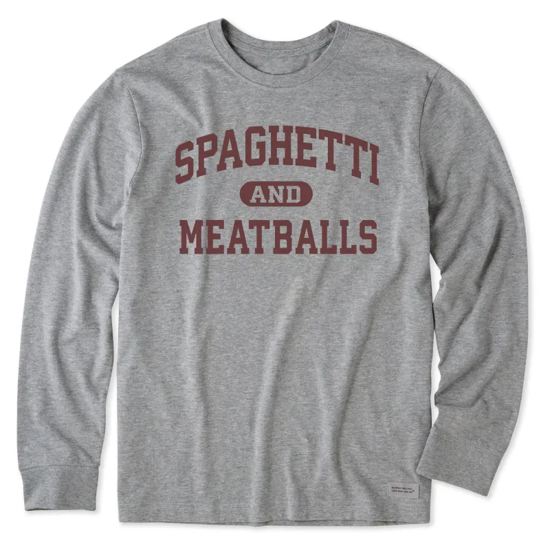Men's Spaghetti and Meatballs Arch Long Sleeve Crusher Tee sold by Life is Good