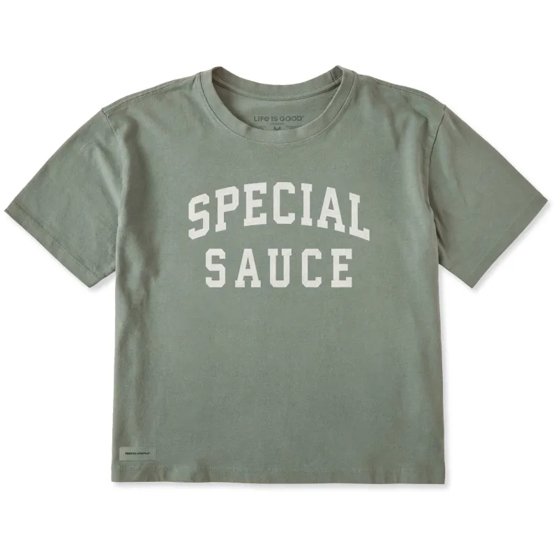 Women's Special Sauce Arch Short Sleeve Crusher Boxy Tee sold by Life is Good