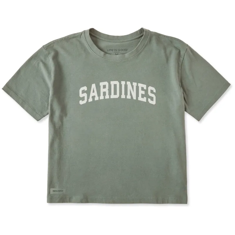 Women's Sardines Arch Short Sleeve Crusher Boxy Tee sold by Life is Good