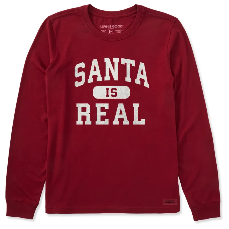 Women's Santa is Real Arch Long Sleeve Crusher Tee made by Life is Good