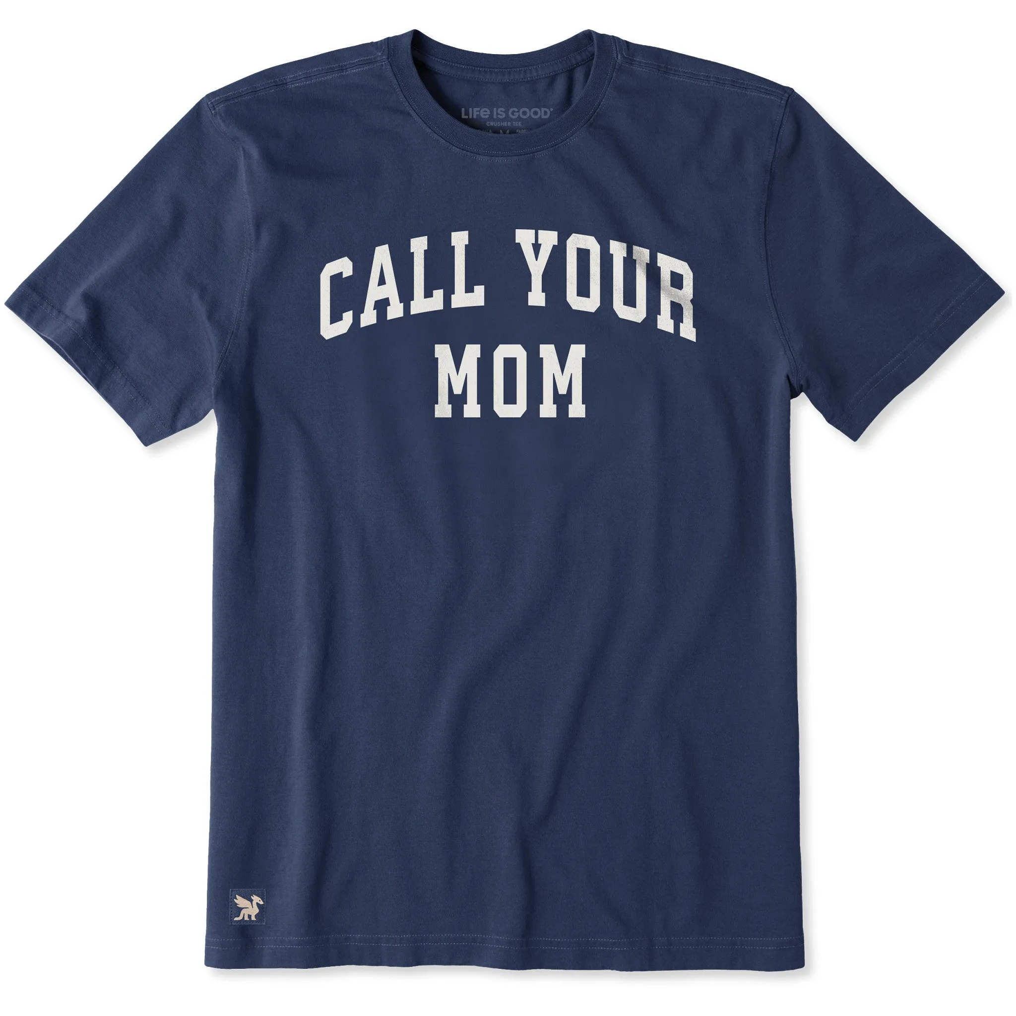 Men's Call Your Mom Arch Short Sleeve Crusher Tee sold by Life is Good