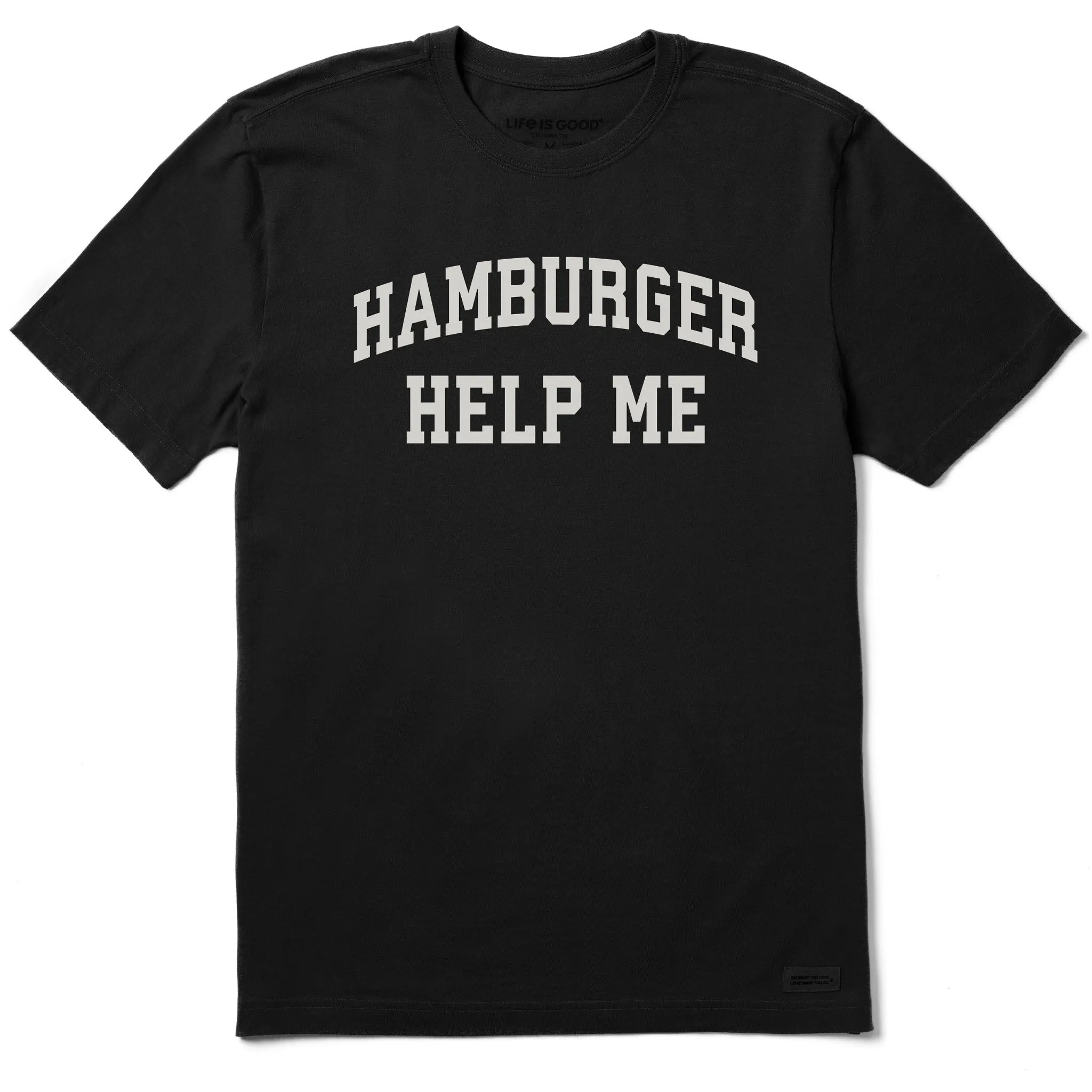 Men's Hamburger Help Me Arch Short Sleeve Crusher Tee sold by Life is Good