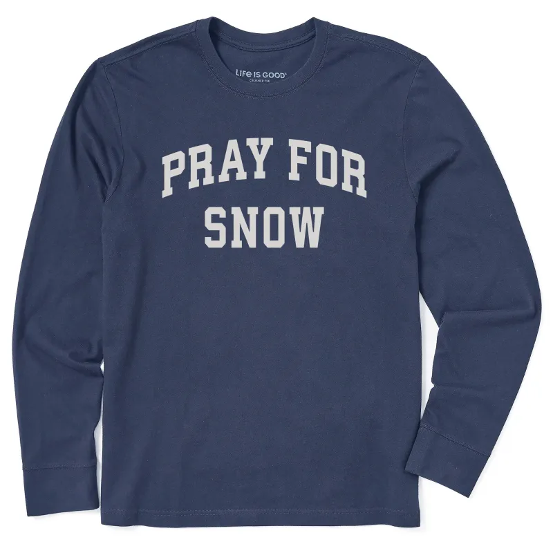 Men's Pray for Snow ARch Long Sleeve Crusher Tee sold by Life is Good
