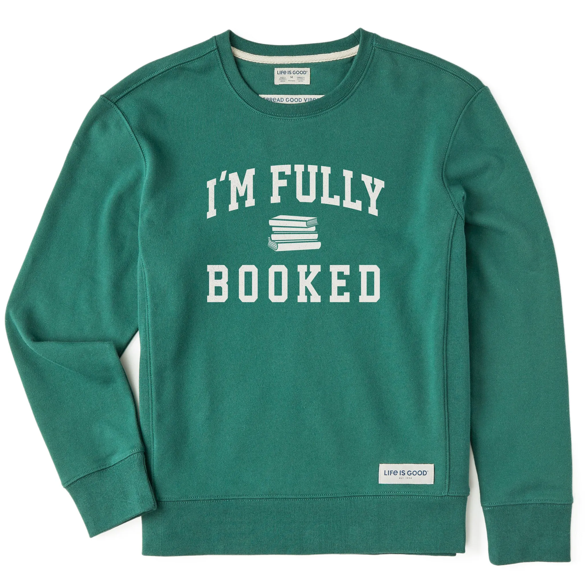 Women's I'm Fully Booked Arch Simply True Fleece Crew sold by Life is Good