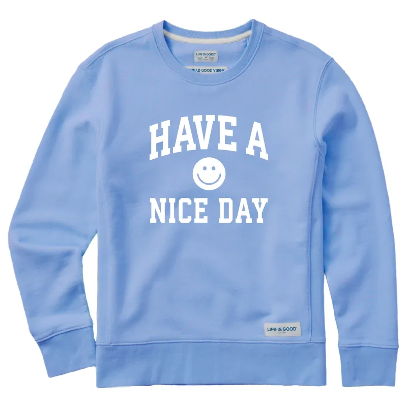 Women's Have a Nice Day Arch Simply True Fleece Crew sold by Life is Good